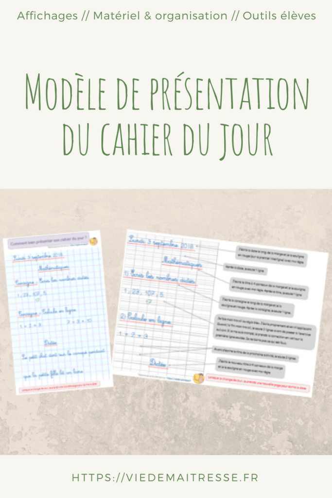 Modèle de présentation du cahier du jour – • VIE DE MAITRESSE
