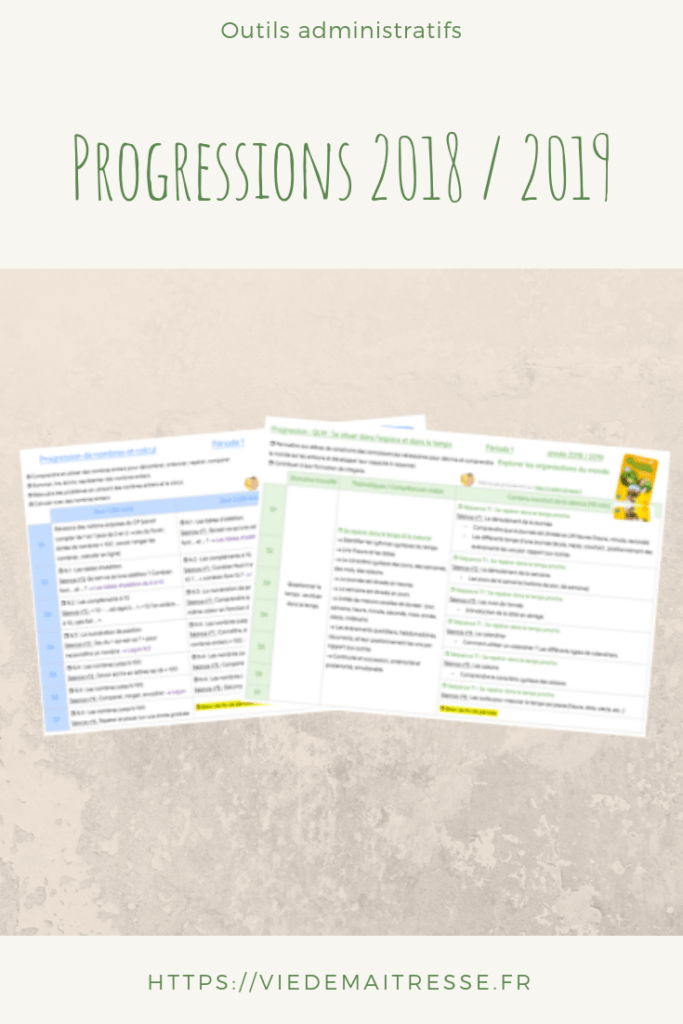 Progressions 2018 / 2019 – • VIE DE MAITRESSE